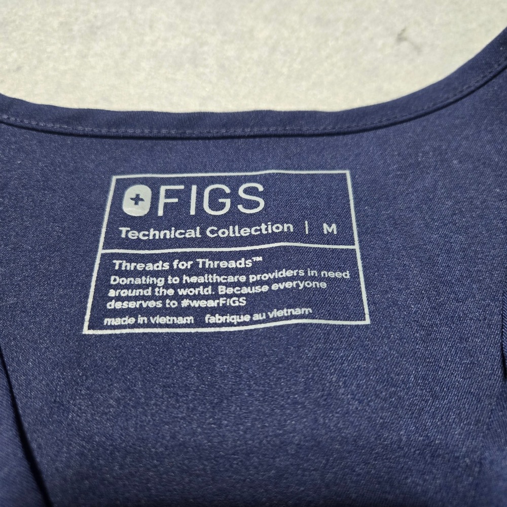 FIGS Casma Three-Pocket Scrub Top Navy Blue V-Neck Technical Collection FW1100 M - Picture 3 of 8